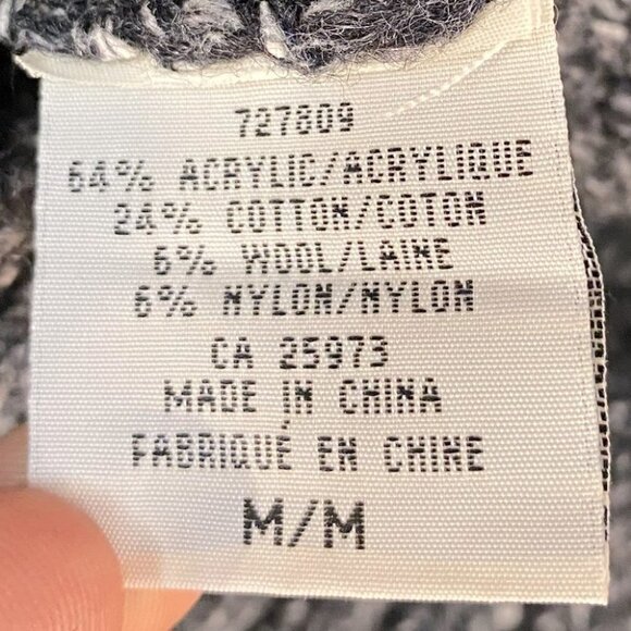 Vintage One On One Full Front Zip Grey Mock Neck Fair Isle Grandma Sweater M - Picture 7 of 11